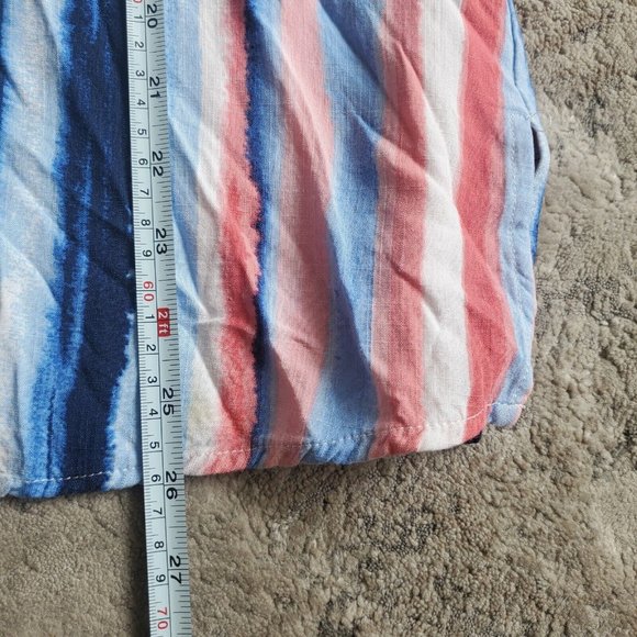 Allison Daley Top Women's 2X Blue Pink White Stripe 3/4 Roll Sleeve Button up - Picture 5 of 6